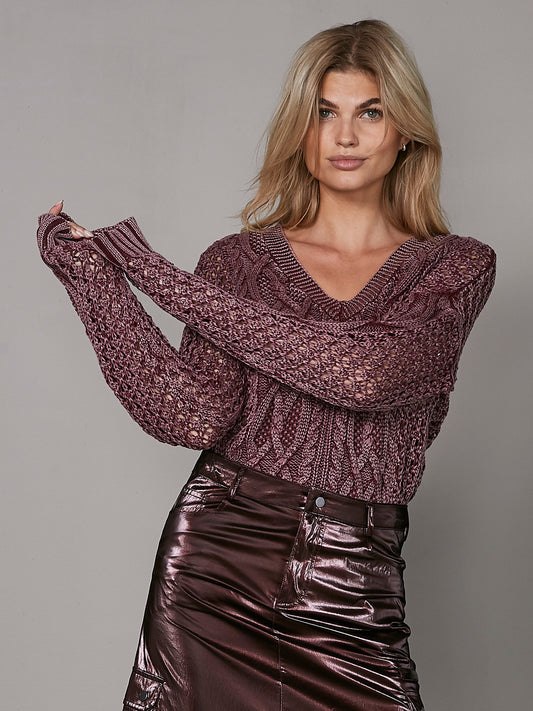 Knit Blouse - Berry Red
